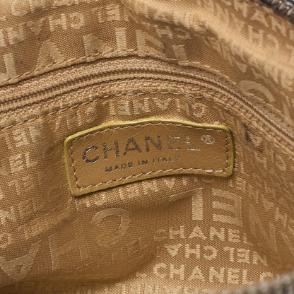 CHANEL Tote Bag Logo Fringe Leather Black Silver-Tone Hardware, Pre-Owned