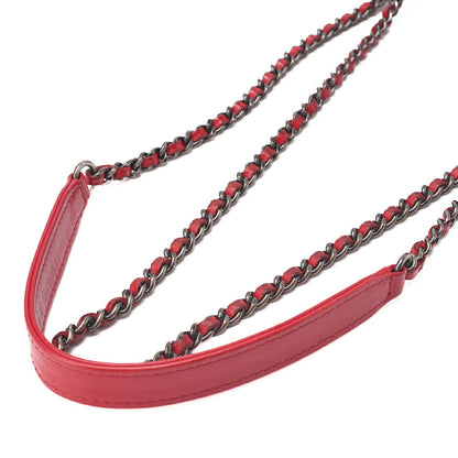 CHANEL Mini Matelasse Single Flap Chain Shoulder Vintage Calf x Wool Felt Red Silver-Tone Hardware, Pre-Owned