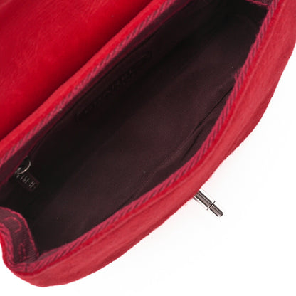 CHANEL Mini Matelasse Single Flap Chain Shoulder Vintage Calf x Wool Felt Red Silver-Tone Hardware, Pre-Owned
