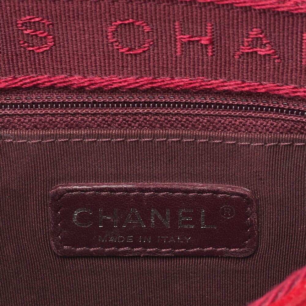 CHANEL Mini Matelasse Single Flap Chain Shoulder Vintage Calf x Wool Felt Red Silver-Tone Hardware, Pre-Owned