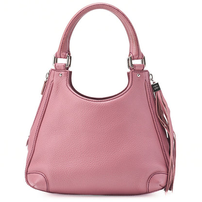 CHANEL Tote Bag Logo Fringe Leather Pink Silver-Tone Hardware, Pre-Owned