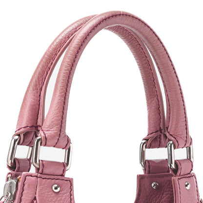 CHANEL Tote Bag Logo Fringe Leather Pink Silver-Tone Hardware, Pre-Owned