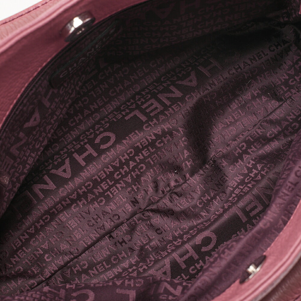 CHANEL Tote Bag Logo Fringe Leather Pink Silver-Tone Hardware, Pre-Owned