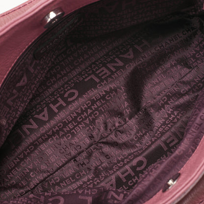 CHANEL Tote Bag Logo Fringe Leather Pink Silver-Tone Hardware, Pre-Owned