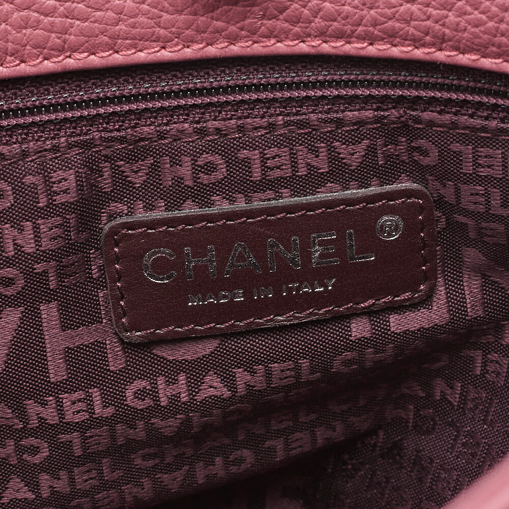CHANEL Tote Bag Logo Fringe Leather Pink Silver-Tone Hardware, Pre-Owned