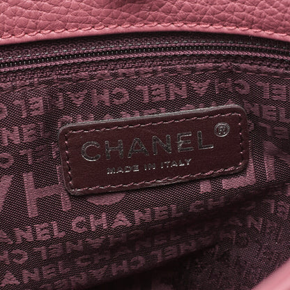 CHANEL Tote Bag Logo Fringe Leather Pink Silver-Tone Hardware, Pre-Owned