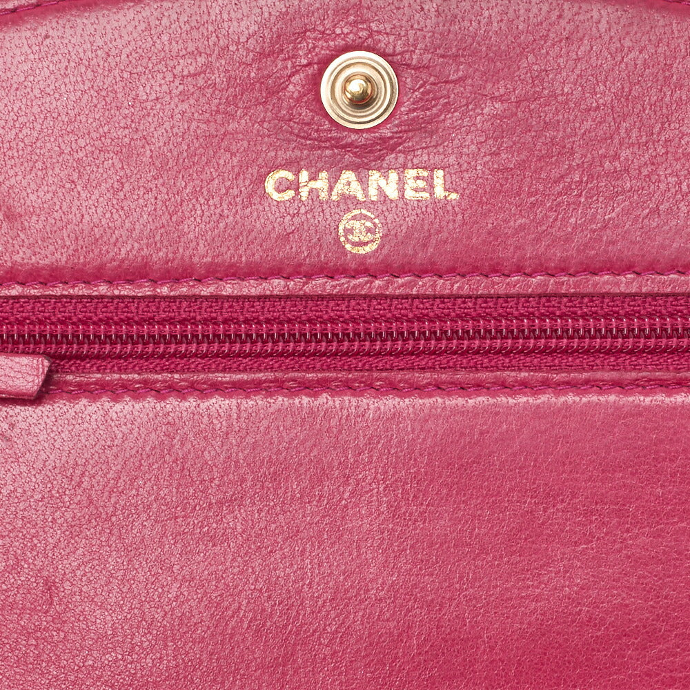 CHANEL Chain Shoulder Bag Chain Wallet Cocomark Caviar Skin Rose Pink Gold-Tone Hardware, Pre-Owned