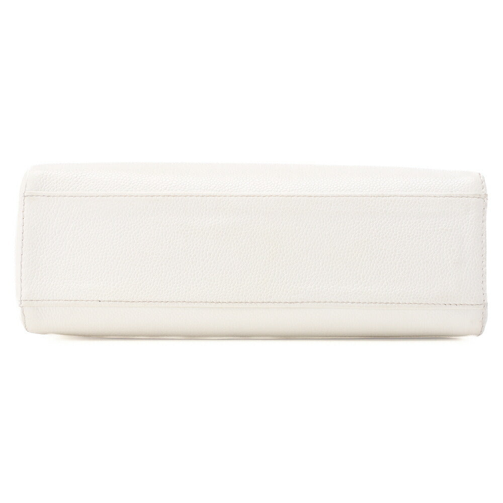 CHANEL Handbag Turnlock Kelly Shape Wood Pattern Caviar Skin White Gold-Tone Hardware, Pre-Owned