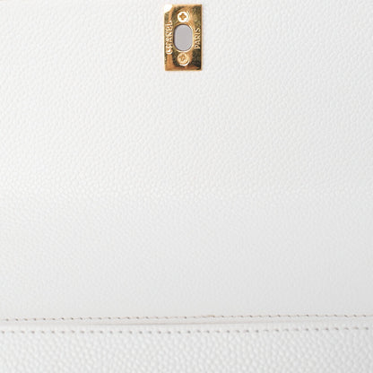 CHANEL Handbag Turnlock Kelly Shape Wood Pattern Caviar Skin White Gold-Tone Hardware, Pre-Owned