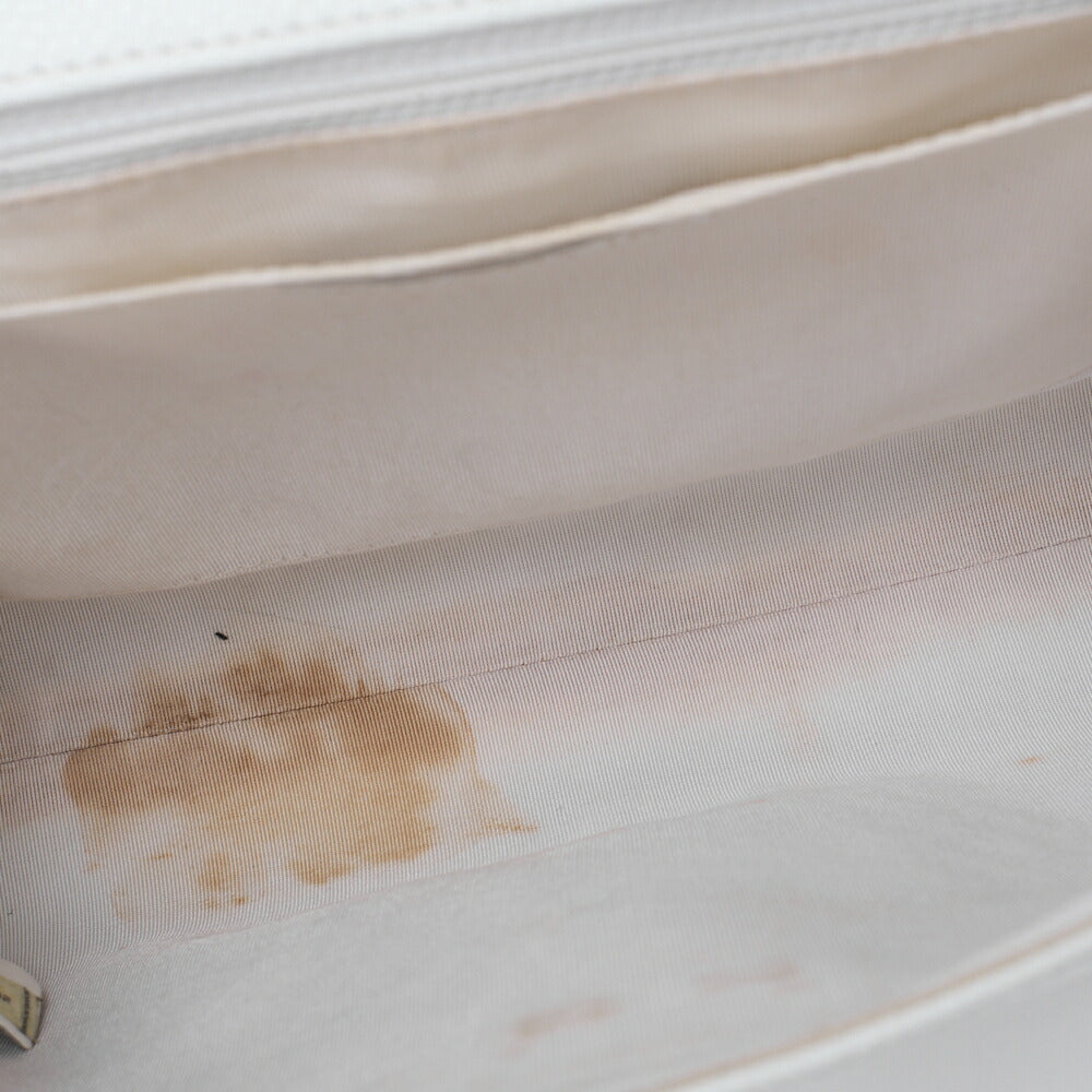 CHANEL Handbag Turnlock Kelly Shape Wood Pattern Caviar Skin White Gold-Tone Hardware, Pre-Owned