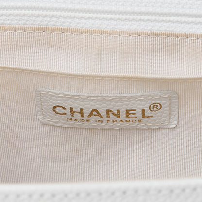 CHANEL Handbag Turnlock Kelly Shape Wood Pattern Caviar Skin White Gold-Tone Hardware, Pre-Owned