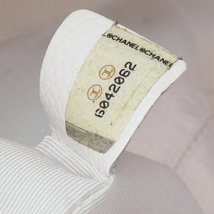 CHANEL Handbag Turnlock Kelly Shape Wood Pattern Caviar Skin White Gold-Tone Hardware, Pre-Owned