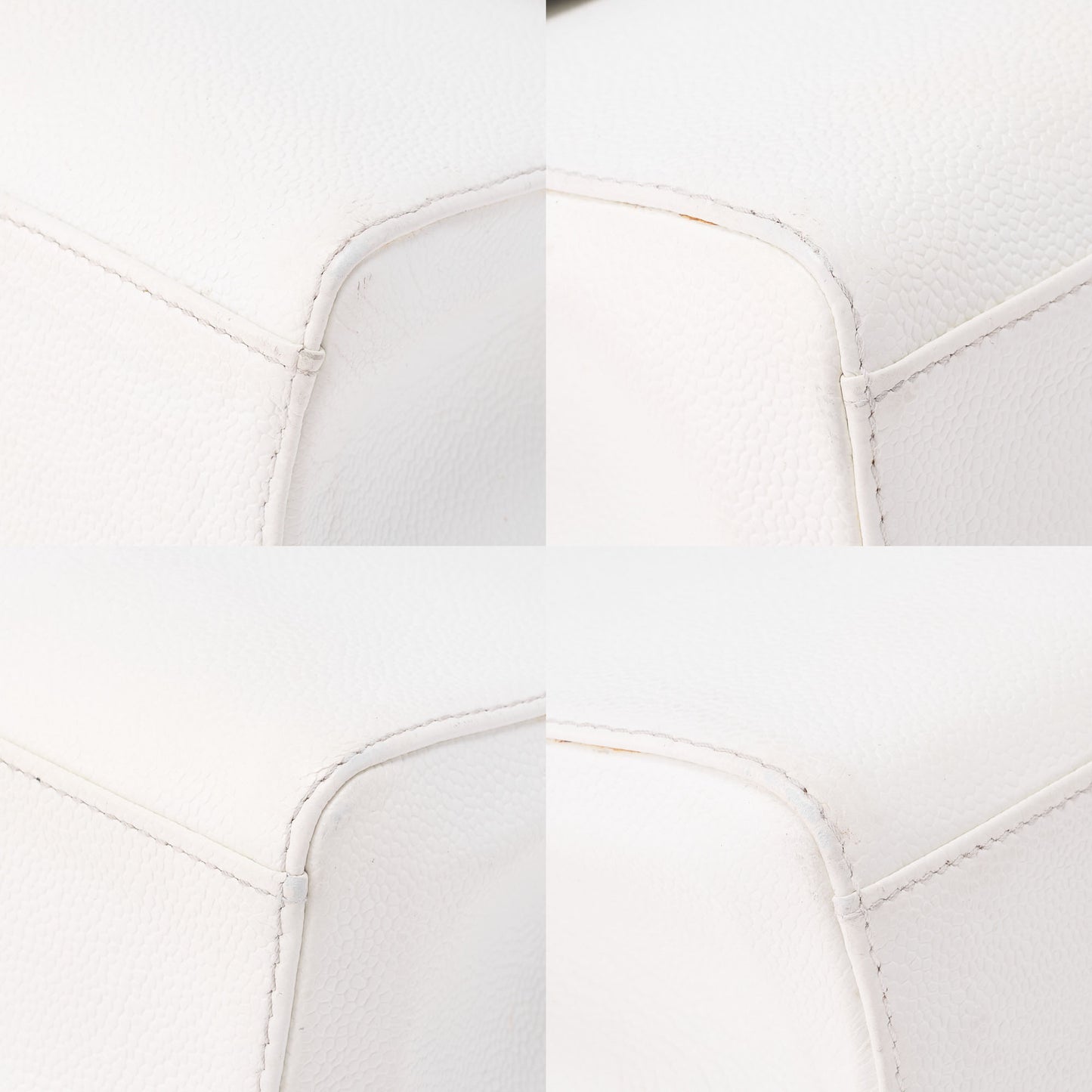 CHANEL Handbag Turnlock Kelly Shape Wood Pattern Caviar Skin White Gold-Tone Hardware, Pre-Owned