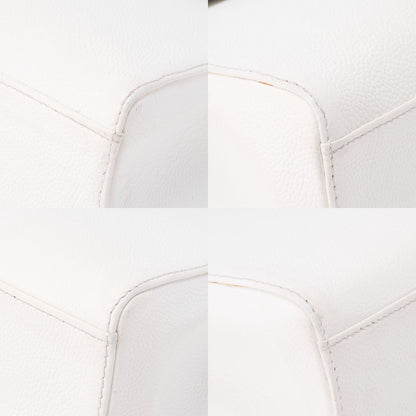 CHANEL Handbag Turnlock Kelly Shape Wood Pattern Caviar Skin White Gold-Tone Hardware, Pre-Owned