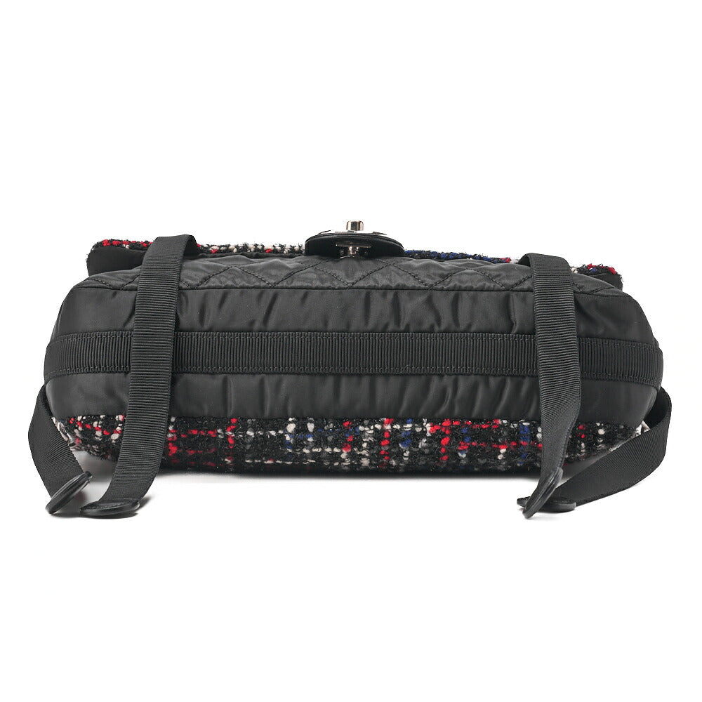 CHANEL Shoulder Bag 2way Matelasse Single Flap Tweed x nylon Black x Multicolor Silver-Tone Hardware, Pre-Owned