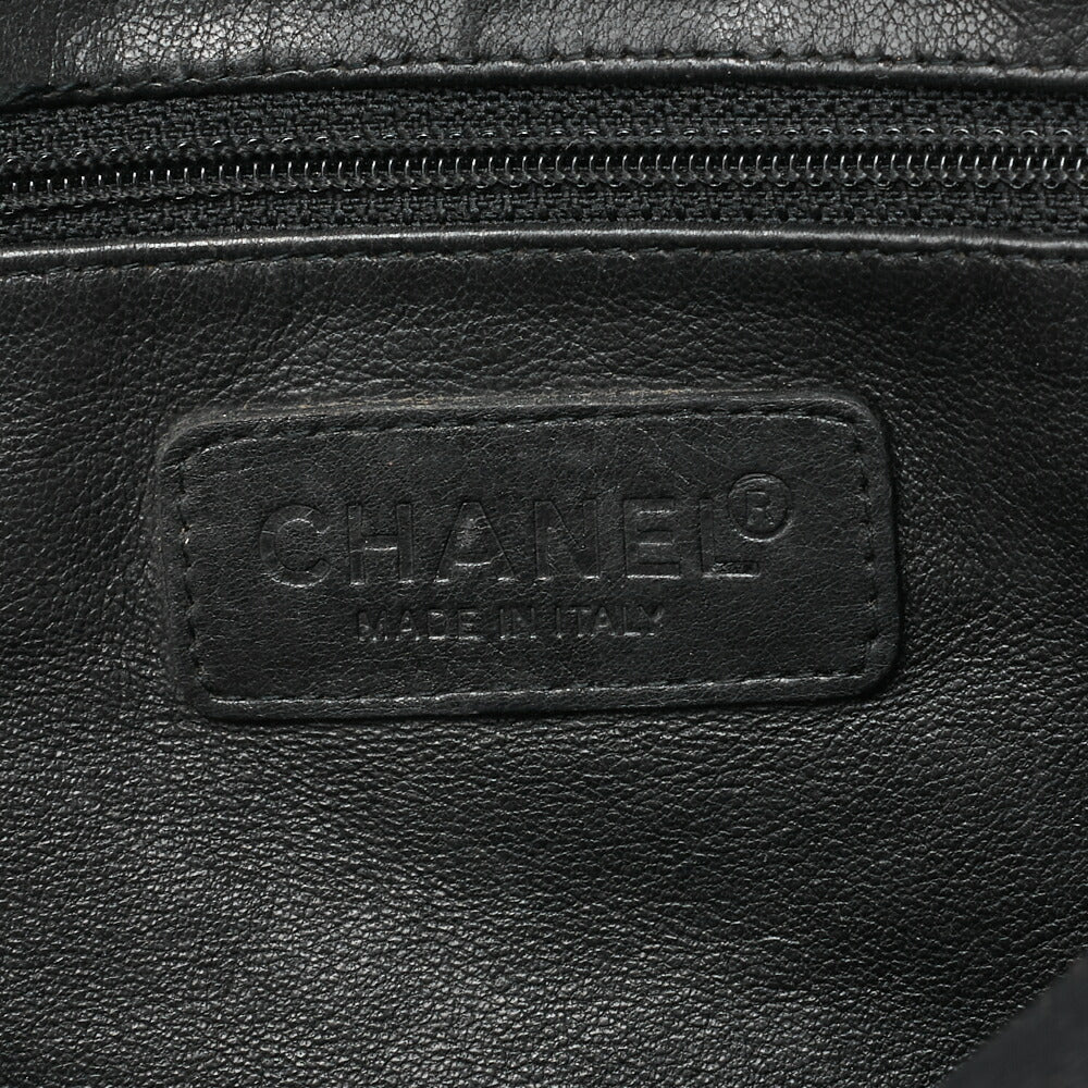 CHANEL Handbag Mini Boston Bag Caviar Skin Matelasse Coco Mark Black Silver-Tone Hardware, Pre-Owned