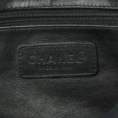 CHANEL Handbag Mini Boston Bag Caviar Skin Matelasse Coco Mark Black Silver-Tone Hardware, Pre-Owned