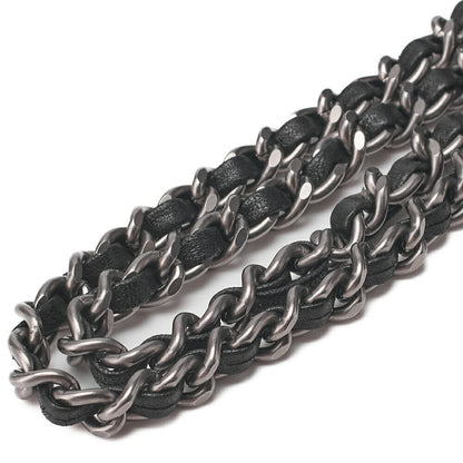 CHANEL Chocolate Bar 2.55 Lock Chain Shoulder Denim x Lambskin Black x Blue Silver-Tone Hardware, Pre-Owned