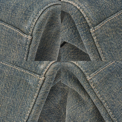 CHANEL Chocolate Bar 2.55 Lock Chain Shoulder Denim x Lambskin Black x Blue Silver-Tone Hardware, Pre-Owned