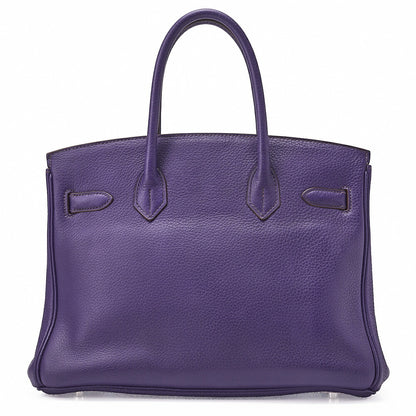HERMES Birkin 30 Handbag Tryon Clemence Ultra Violet Silver-Tone Hardware, Pre-Owned