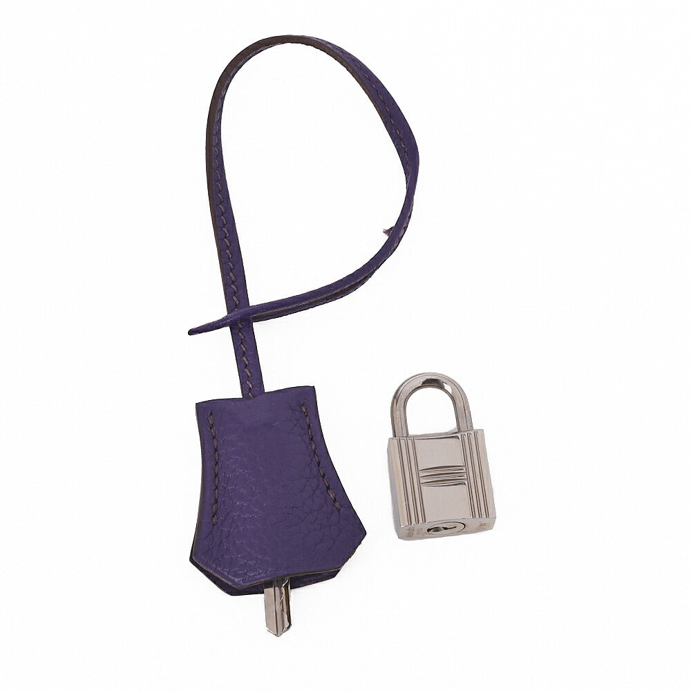 HERMES Birkin 30 Handbag Tryon Clemence Ultra Violet Silver-Tone Hardware, Pre-Owned