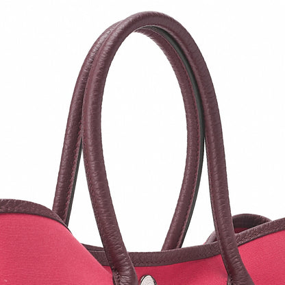 HERMES Garden Party TPM Tote Bag Toval Officihe Rose Extreme X Bordeaux Silver-Tone Hardware, Pre-Owned