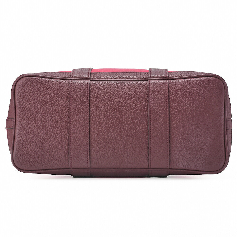 HERMES Garden Party TPM Tote Bag Toval Officihe Rose Extreme X Bordeaux Silver-Tone Hardware, Pre-Owned