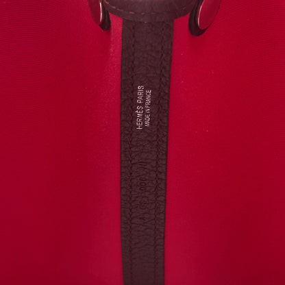 HERMES Garden Party TPM Tote Bag Toval Officihe Rose Extreme X Bordeaux Silver-Tone Hardware, Pre-Owned