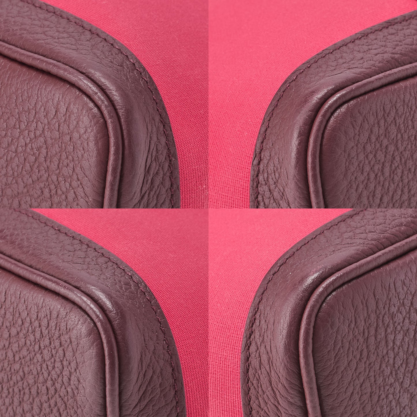 HERMES Garden Party TPM Tote Bag Toval Officihe Rose Extreme X Bordeaux Silver-Tone Hardware, Pre-Owned