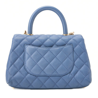 CHANEL Shoulder Bag Handbag Matelasse Coco Handle 2WAY Caviar Skin Navy Gold-Tone Hardware, Pre-Owned