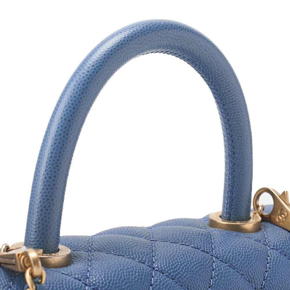 CHANEL Shoulder Bag Handbag Matelasse Coco Handle 2WAY Caviar Skin Navy Gold-Tone Hardware, Pre-Owned