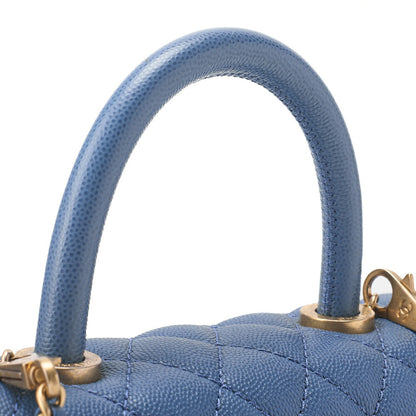 CHANEL Shoulder Bag Handbag Matelasse Coco Handle 2WAY Caviar Skin Navy Gold-Tone Hardware, Pre-Owned