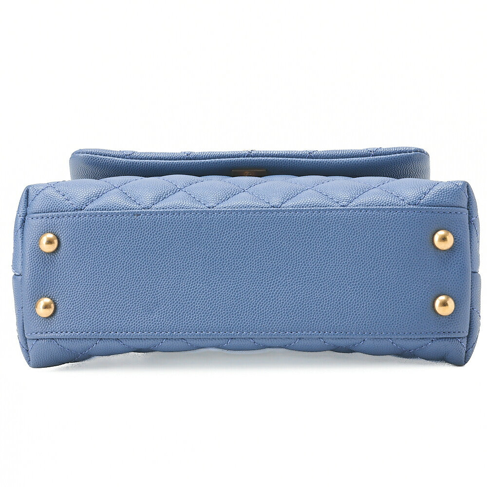 CHANEL Shoulder Bag Handbag Matelasse Coco Handle 2WAY Caviar Skin Navy Gold-Tone Hardware, Pre-Owned