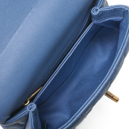 CHANEL Shoulder Bag Handbag Matelasse Coco Handle 2WAY Caviar Skin Navy Gold-Tone Hardware, Pre-Owned