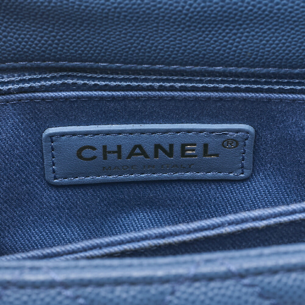 CHANEL Shoulder Bag Handbag Matelasse Coco Handle 2WAY Caviar Skin Navy Gold-Tone Hardware, Pre-Owned