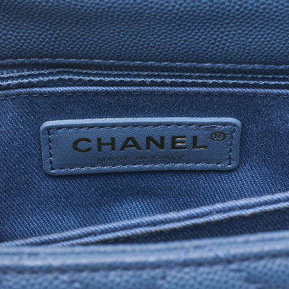 CHANEL Shoulder Bag Handbag Matelasse Coco Handle 2WAY Caviar Skin Navy Gold-Tone Hardware, Pre-Owned