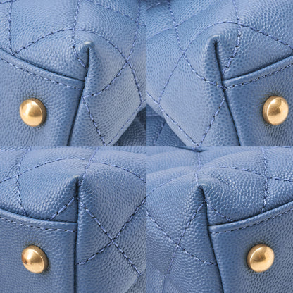 CHANEL Shoulder Bag Handbag Matelasse Coco Handle 2WAY Caviar Skin Navy Gold-Tone Hardware, Pre-Owned