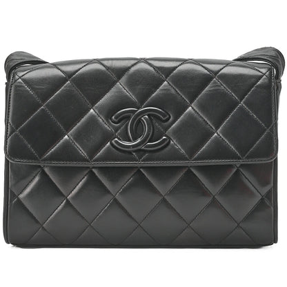 CHANEL Matelasse Chain Shoulder Bag Lambskin Black Cocomark Au Black Gold-Tone Hardware, Pre-Owned