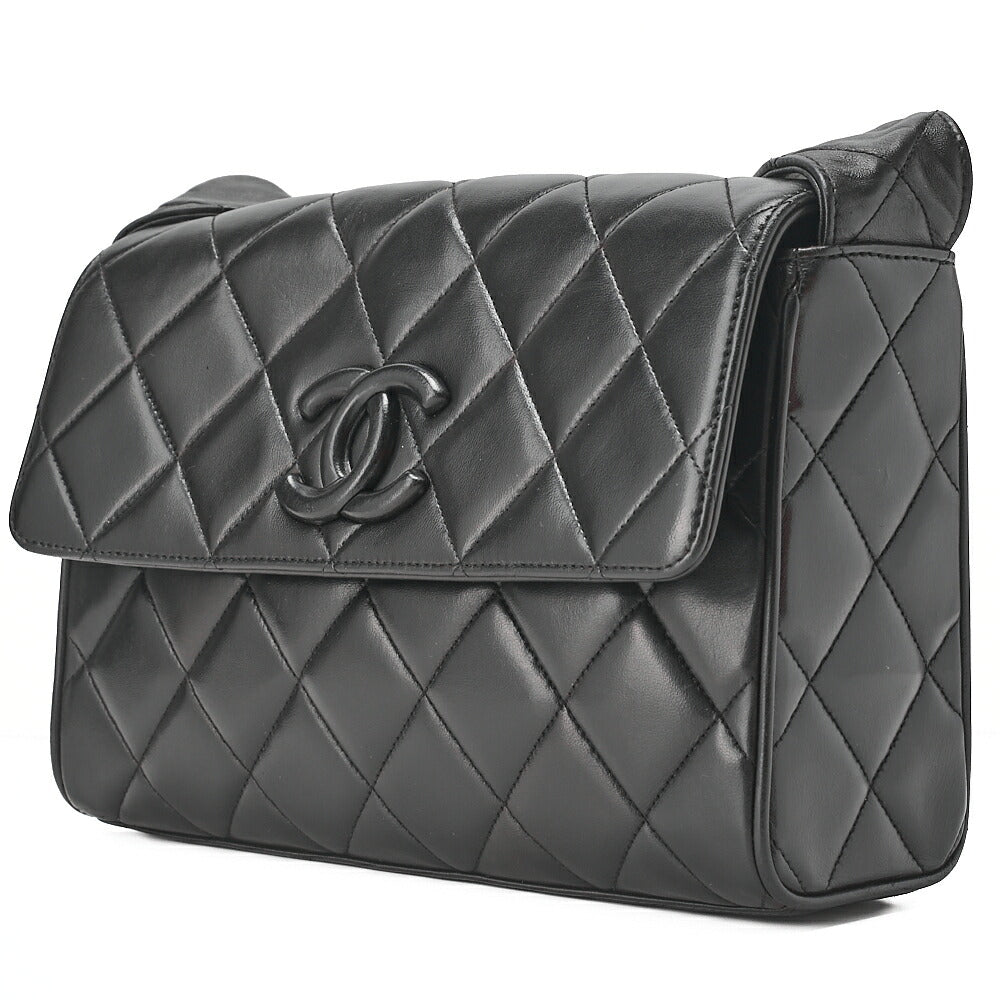 CHANEL Matelasse Chain Shoulder Bag Lambskin Black Cocomark Au Black Gold-Tone Hardware, Pre-Owned