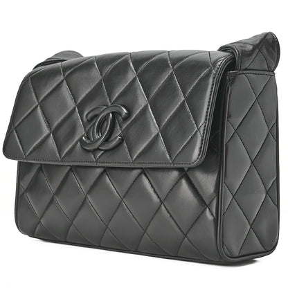 CHANEL Matelasse Chain Shoulder Bag Lambskin Black Cocomark Au Black Gold-Tone Hardware, Pre-Owned