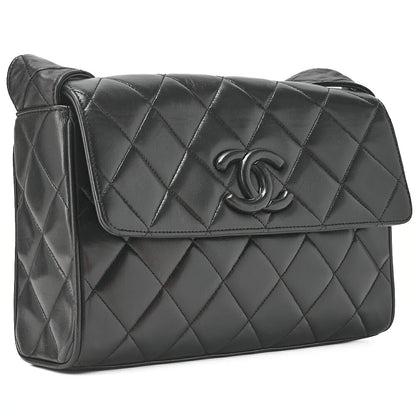 CHANEL Matelasse Chain Shoulder Bag Lambskin Black Cocomark Au Black Gold-Tone Hardware, Pre-Owned