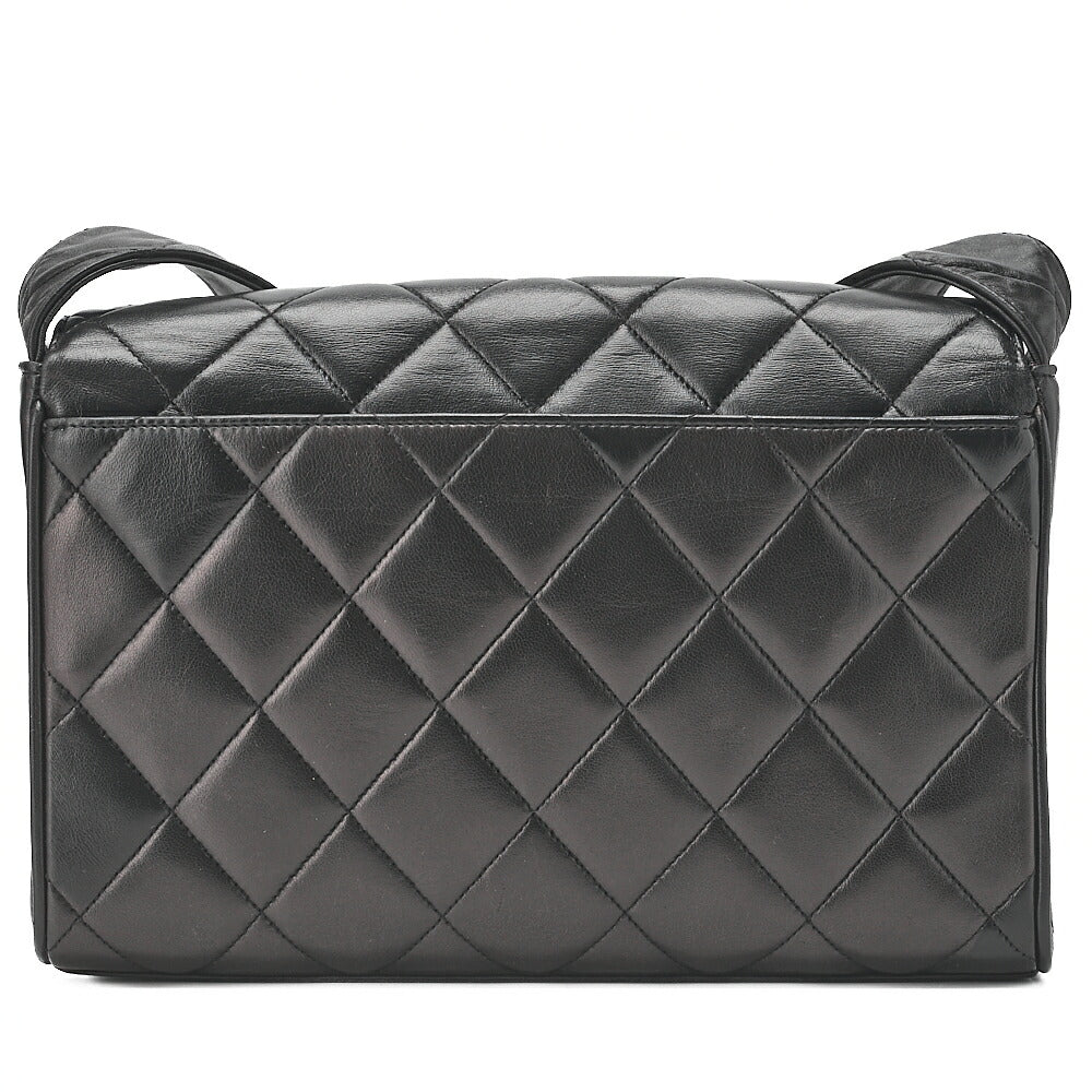 CHANEL Matelasse Chain Shoulder Bag Lambskin Black Cocomark Au Black Gold-Tone Hardware, Pre-Owned