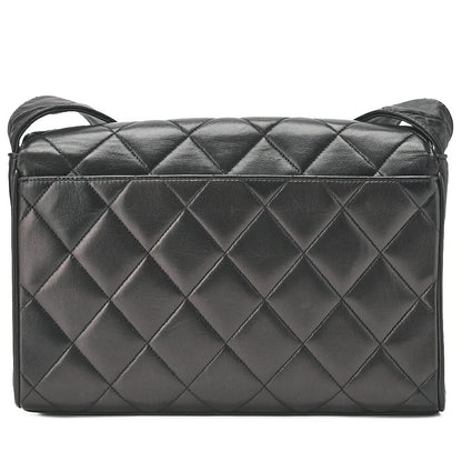 CHANEL Matelasse Chain Shoulder Bag Lambskin Black Cocomark Au Black Gold-Tone Hardware, Pre-Owned