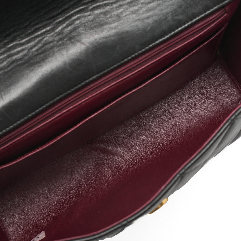 CHANEL Matelasse Chain Shoulder Bag Lambskin Black Cocomark Au Black Gold-Tone Hardware, Pre-Owned