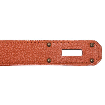 HERMES Shoulder Birkin Handbag Trialon Clemence Orange Gold-Tone Hardware, Pre-Owned