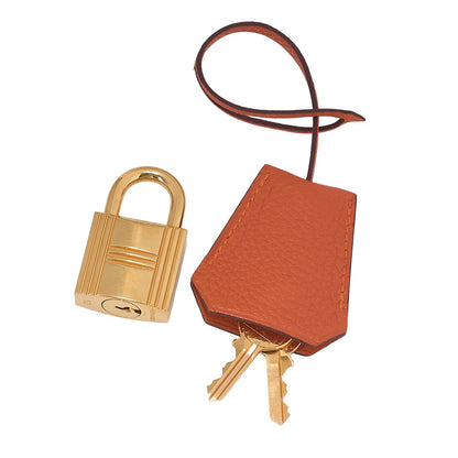 HERMES Shoulder Birkin Handbag Trialon Clemence Orange Gold-Tone Hardware, Pre-Owned