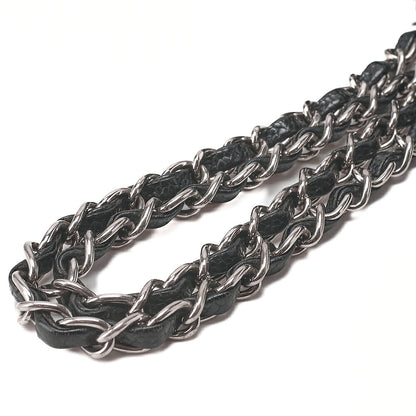 CHANEL Matelasse Turnlock Double Flap 25 Chain Shoulder Bag Caviar Skin Black Silver-Tone Hardware, Pre-Owned