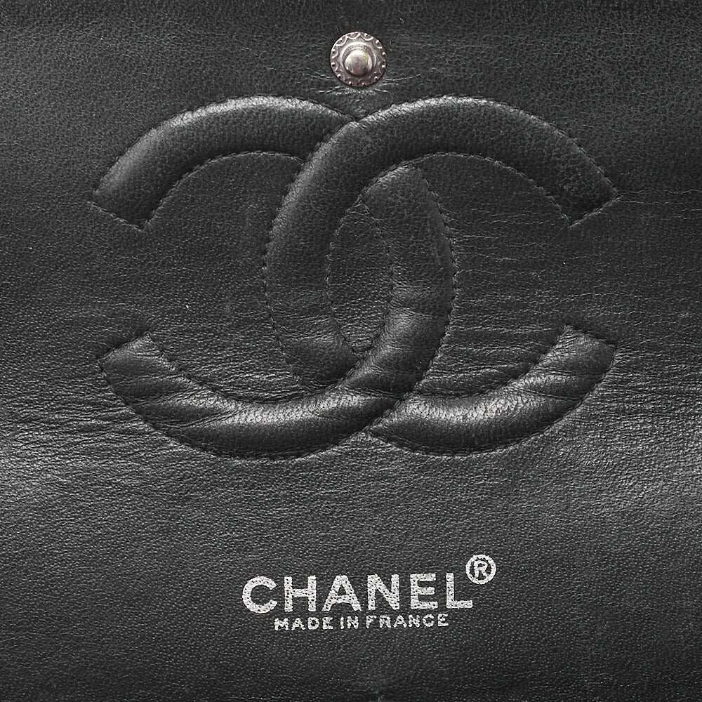 CHANEL Matelasse Turnlock Double Flap 25 Chain Shoulder Bag Caviar Skin Black Silver-Tone Hardware, Pre-Owned