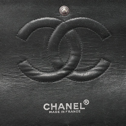 CHANEL Matelasse Turnlock Double Flap 25 Chain Shoulder Bag Caviar Skin Black Silver-Tone Hardware, Pre-Owned