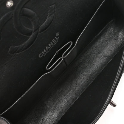 CHANEL Matelasse Turnlock Double Flap 25 Chain Shoulder Bag Caviar Skin Black Silver-Tone Hardware, Pre-Owned